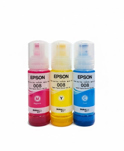 Epson 008 Color Ink Bottle Set – Cyan, Magenta & Yellow | Genuine Refill Ink for EcoTank Printers